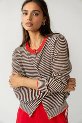 Josy Button Front Cardigan in Red FINAL SALE