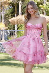 LUCY FLORAL PRINT MINI DRESS ROSE