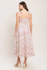 PETALS PROMISES PINK MIDI DRESS