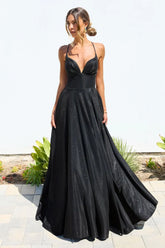 Gwendolyn Gown Shimmer Lace Up Back A Line Evening Dress