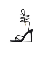 Squared Open Toe Strappy Silhouette Ankle Wrap Women Heeled Sandal
