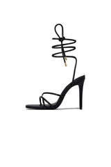 Squared Open Toe Strappy Silhouette Ankle Wrap Women Heeled Sandal