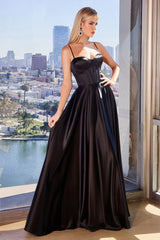 SELMA GOWN A LINE LUXE SATIN BUSTIER DRESS