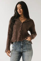 Mary Crochet Cardigan in Brown FINAL SALE