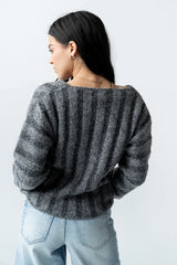 Zamara Ribbed Sweater in Charcoal