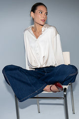 Margaret Twist Button Up in Champagne