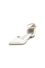 Satin Pointed Toe Ankle Strap Kitten Heels