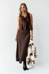 Tory Satin Maxi Skirt in Brown FINAL SALE