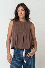 Alice Pintuck Top in Brown