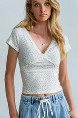 Liliana Floral Tee in Beige