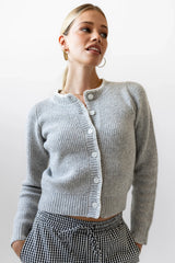 Darren Contrast Cardigan in Heather Grey FINAL SALE