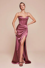 Jocelyn Gown Fitted Satin Bustier Luxe Satin Gown