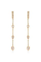 Bezel Crystal Huggie Hoop Dangle Earrings