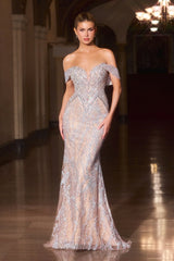 Sabine Gown Off The Shoulder Beaded Evening Gown