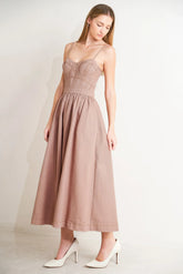 UNDERSTATED GLAM BUSTIER MIDI DRESS