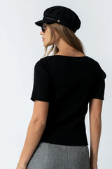 Waylen Ribbed Sweater in Black