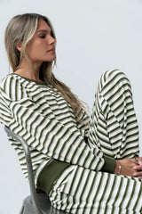 Taya Striped Sweater in Olive FINAL SALE