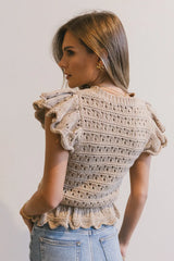 Shelly Ruffle Sweater in Natural FINAL SALE