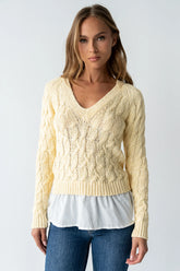 Zeke Cable Knit Sweater in Yellow