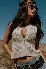 Kiara Crochet Button Vest