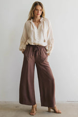 Mina Wide Leg Pants in Mocha FINAL SALE