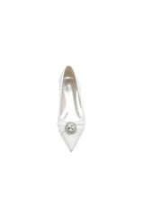 Beaded Pointed Toe Slip On Wedding Shoes With Rhinestone