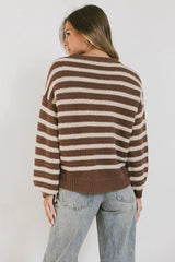Azuline Striped Sweater in Brown FINAL SALE