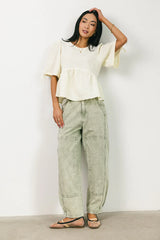 Angela Barrel Jeans in Olive FINAL SALE