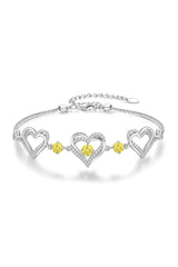 Silver Love Heart Link Birthstone Bracelets