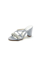 Sliver Open Toe Sandals with Rhinestone