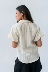 London Striped Button Up in Cream