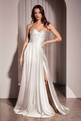 Ellery Gown Off White Satin A line Dress With Pockets