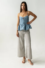 Mckell Peplum Tank Top in Blue