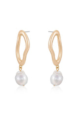 Open Circle Freshwater Pearl Earrings