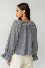 Ayla Gingham Blouse in Black