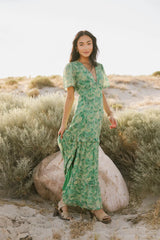 Manoella Floral Maxi Dress in Green FINAL SALE