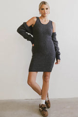Vale Textured Knit Mini Dress in Charcoal FINAL SALE