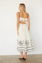 Kinsley Embroidered Linen Midi Dress