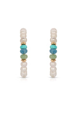 Beach Day Pearl and Gemstone Hoop Earrings