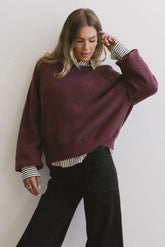 Annaleah Textured Sweatshirt in Burgundy FINAL SALE