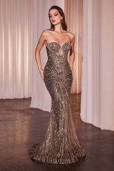 Maddox Gown Black Gold STRAPLESS GLITTER EMBELLISHED GOWN