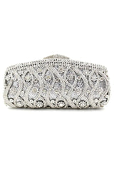 Silver Rhinestones Chain Square Party Handbag