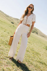 Ollie Embroidered Wide Leg Pants