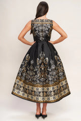 BAROQUE SPELL BLACK MIDI DRESS