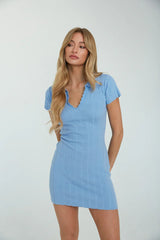 Zyra Short Sleeve Collared Bodycon Mini Dress