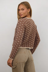 Courtney Scalloped Cardigan in Mocha FINAL SALE