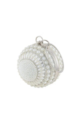 Womens Round Beaded Evening Clutch Bag