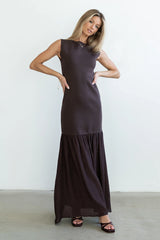 Lindsey Mermaid Maxi Dress in Brown FINAL SALE