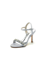 Open Toe Stiletto Heels With Rhinestone