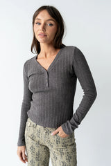 Mckayla Textured Top in Charcoal